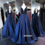 Elegant Dark Blue V-neck Beads Party Prom Dresses FP1182