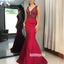 Elegant Red V-neck Mermaid Party Prom Dresses FP1183
