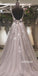 Grey Jewel Neck Cap Sleeves A-line Prom Dress FP1192