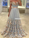 Elegant Off Shoulder Applique Tulle Prom Dresses FP1213