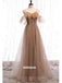Elegant Spaghetti Strap Tulle Long Prom Dresses FP1214
