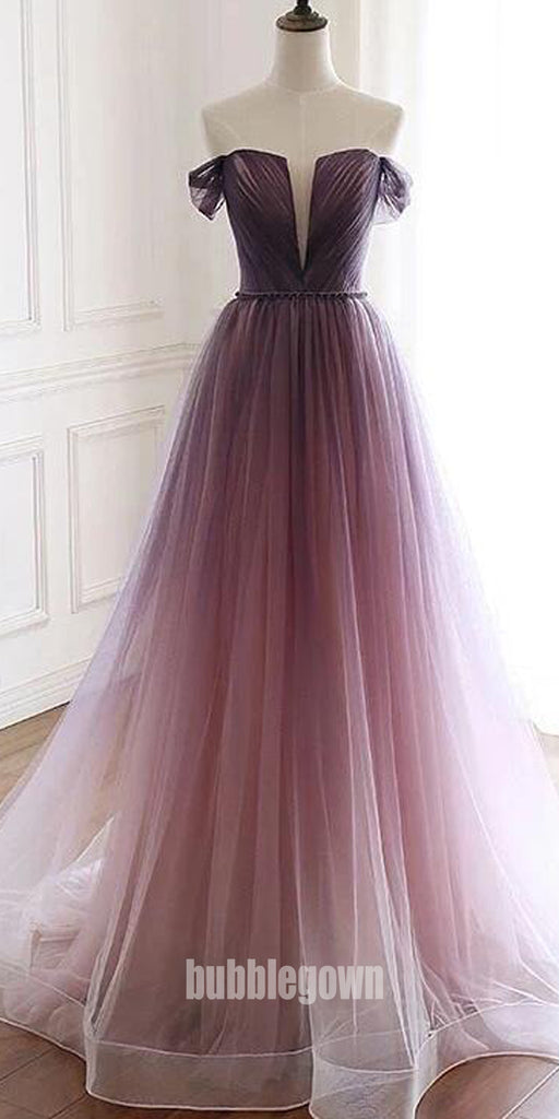 Elegant Off Shoulder Tulle Long Prom Dresses FP1223