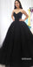 Sweetheart Black A-line Tulle Long Prom Dresses FP1233
