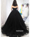 Sweetheart Black A-line Tulle Long Prom Dresses FP1233