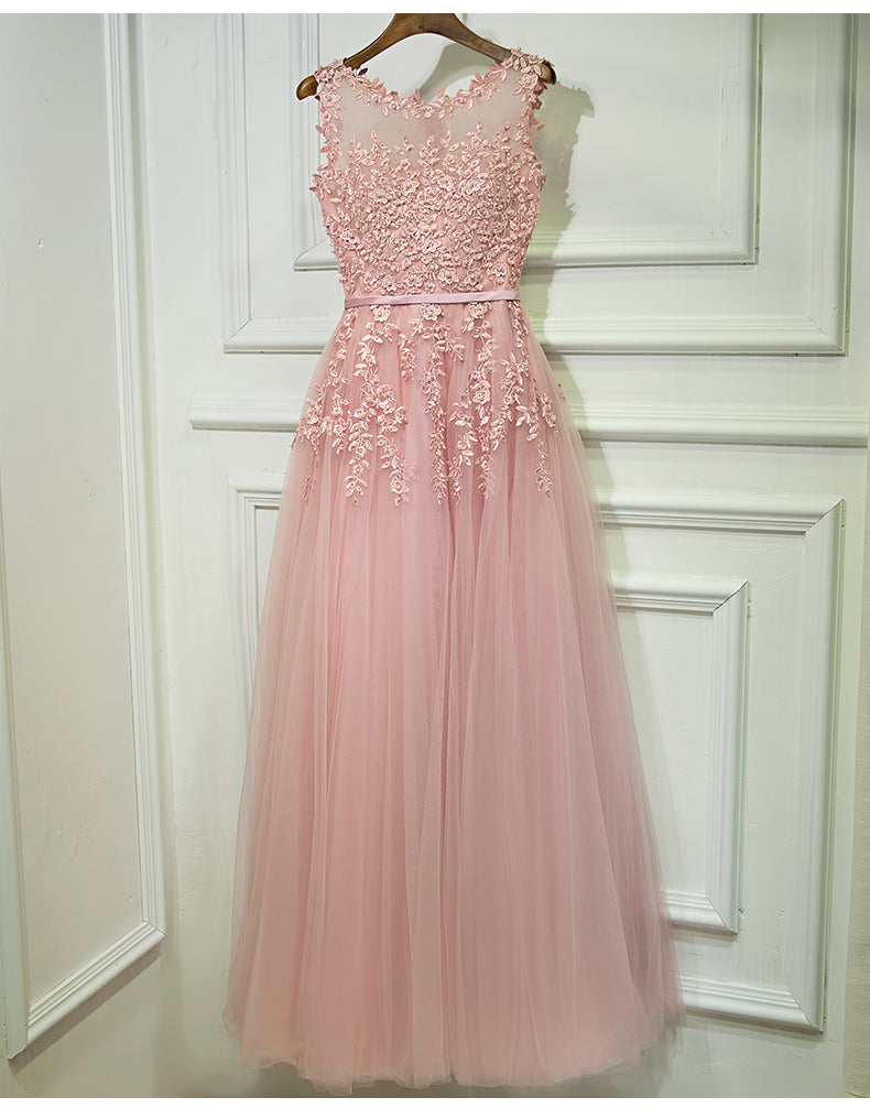 cheap blush pink dress Blush Pink Prom Dresses With Long Sleeves, A Line Elegant Evening Dres Uniquedresss