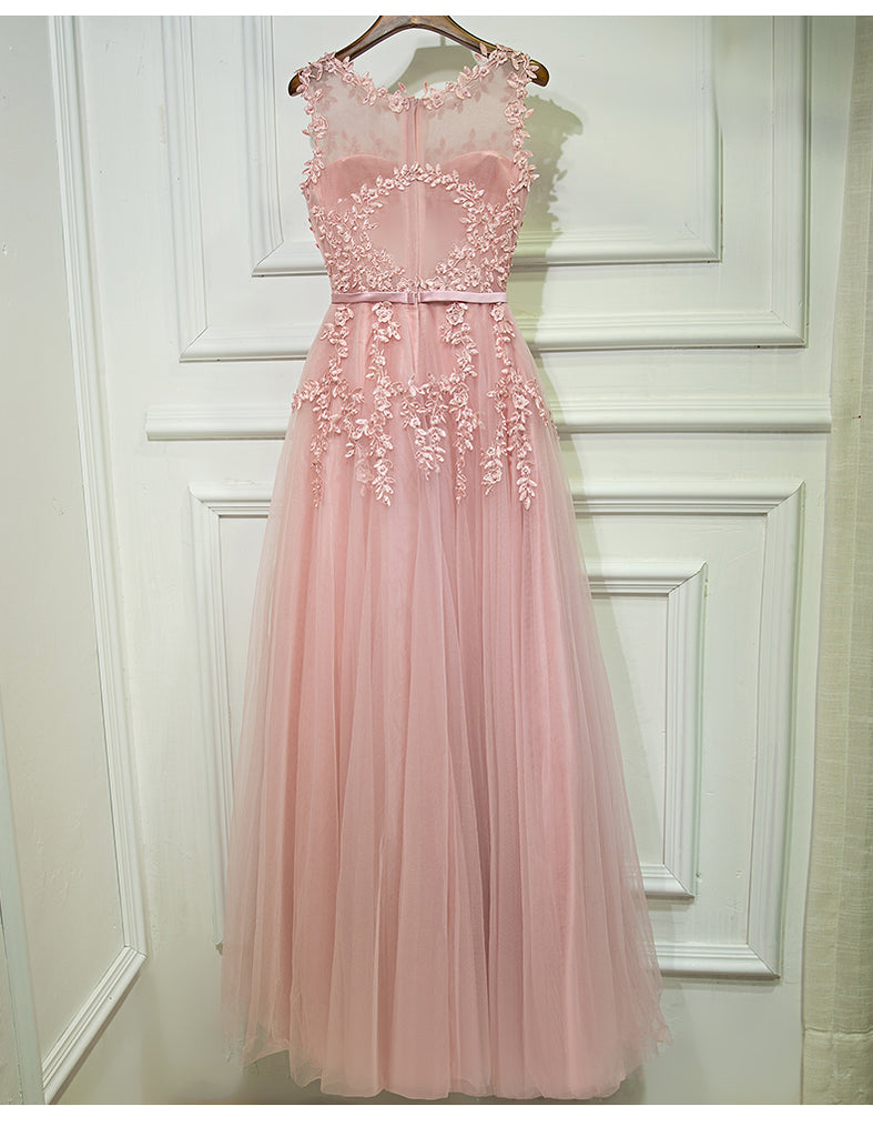 Formal Blush Pink A Line Cheap Long Prom Dresses, BGP001 - Bubble Gown