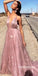 Sparkle Popular Spaghetti Strap A Line Long Prom Dresses, WP025