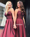 Simple A Line Formal Satin Long Bridesmaid Prom Dresses WP036