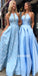 Blue A-line Elegant Affordable Long Prom Dresses GDW113