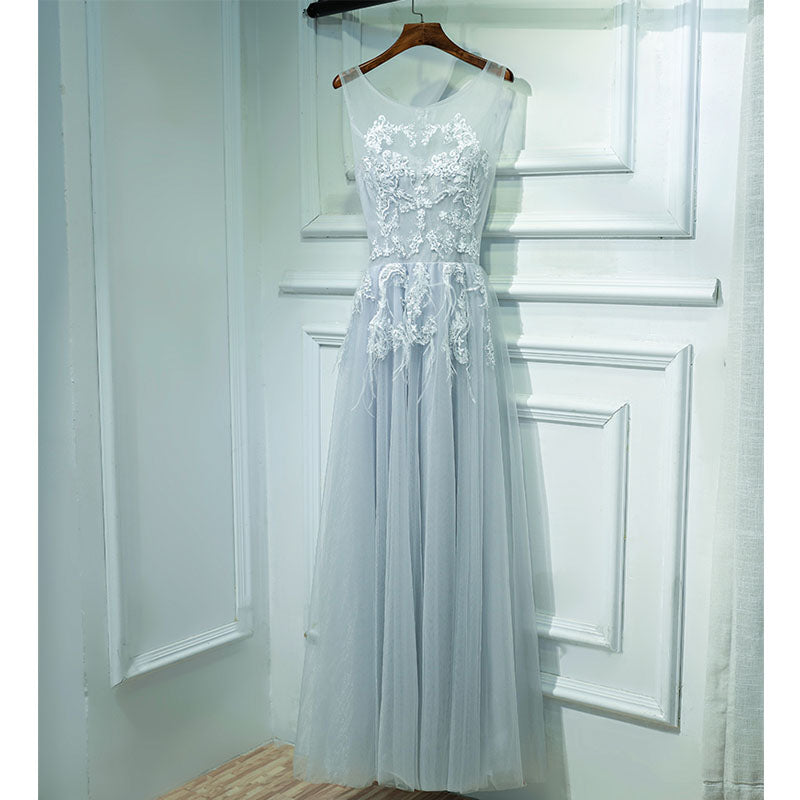 Cheap Tulle Applique Floor Length Formal Popular Long Prom Dresses, BGP012 - Bubble Gown