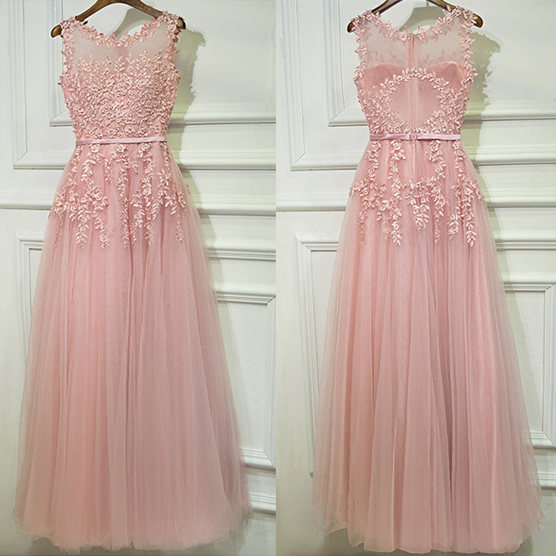Formal Blush Pink A Line Cheap Long Prom Dresses, BGP001 - Bubble Gown