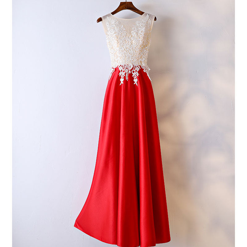 Red Formal Simple Teenager Cheap Long Prom Dresses, BGP017