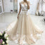 Cap Sleeves Tulle Applique Charming Cheap Long Evening Prom Dresses, BGP041