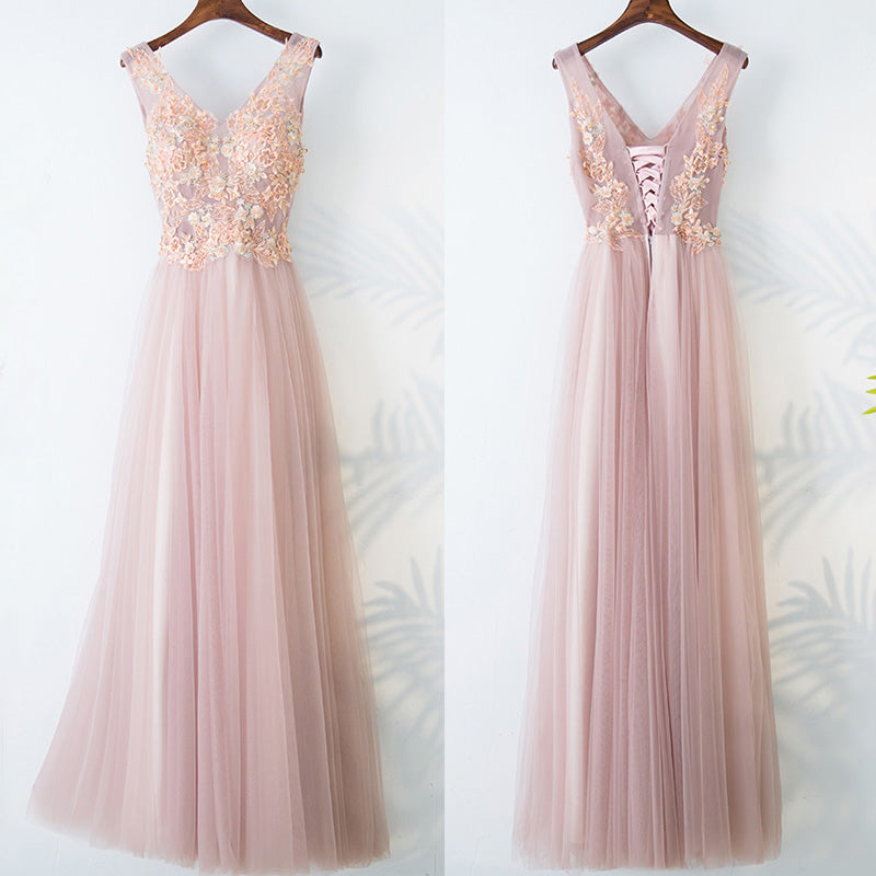 V Neck Formal Cheap Elegant Lace Up Back Long Prom Dresses, BGP027 BubbleGowns V Neck Formal Cheap Elegant Lace Up Back Long Prom Dresses, BGP027 BubbleGowns