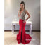 Red Side Split Beaded Top Mermaid Sexy Long Evening Prom Dress, BGP052