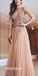 Spaghetti Strap Beaded Top Tulle Formal Long Evening Prom Dress, BGP068