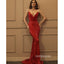 Red Spaghetti Strap Mermaid Sequin Long Prom Dresses, WP032