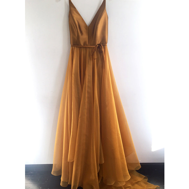 Flowy A Line Spaghetti Straps V-Neck Sleeveless Ombre Prom Dresses –  Simibridaldresses