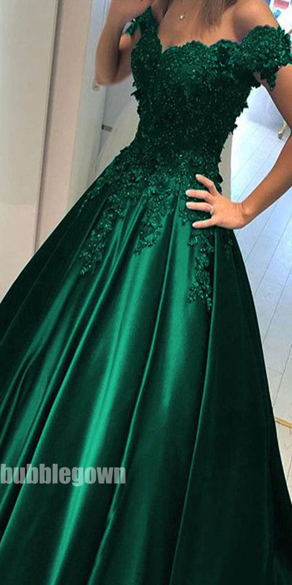 Off the Shoulder Green Elegant Formal Cheap Long Prom Dress, BGP075 BubbleGowns Off the Shoulder Green Elegant Formal Cheap Long Prom Dress, BGP075 BubbleGowns