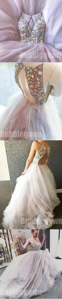 Beaded Top Open Back Charming Popular Cheap Long Evening Prom Dresses, BGP028 - Bubble Gown