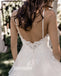 Sexy Open Back Spaghetti Strap Organza Bridal Long Wedding Dresses, BGH014