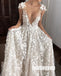 Sexy Deep V-neck Short Sleeve Applique Lace Long Wedding Dresses, BGH031