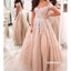 Off the Shoulder Champagne Lace Wedding Dresses, BGH095