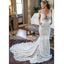 Charming Lace V Neck Mermaid Elegant Long Bridal Wedding Dresses, BGW004